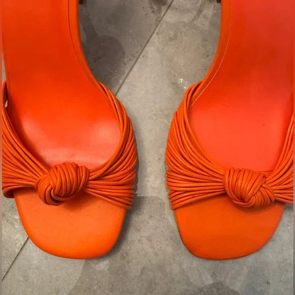 Ann Taylor Orange Heeled Sandals with Knotted Detail - Picture 3 of 6